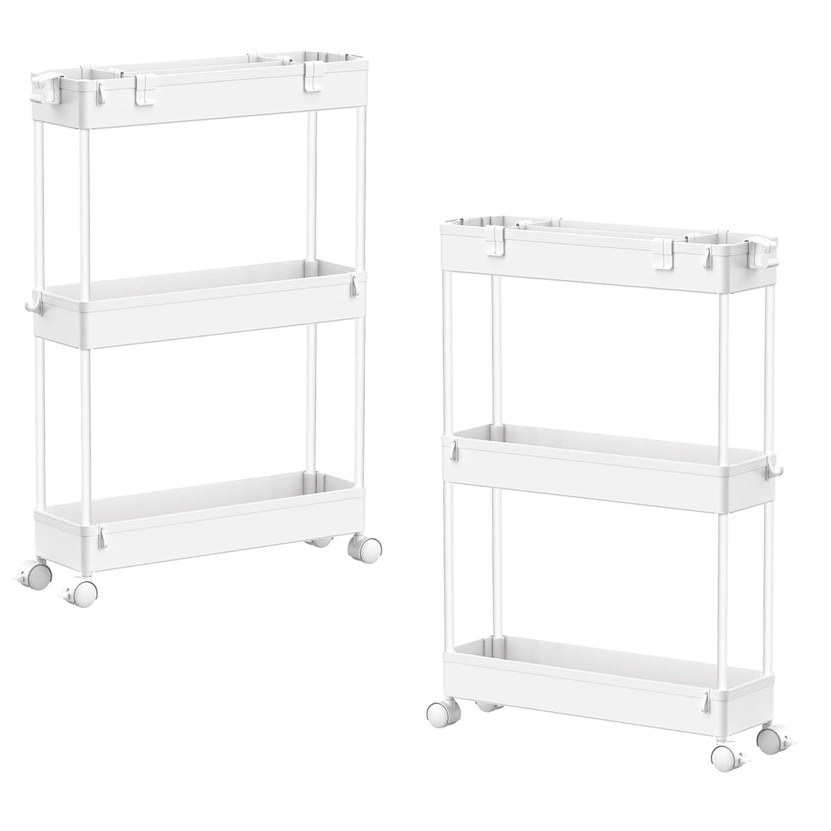 SPACELEAD Slim Storage Cart 3 Tier,Bathroom Organizer Rolling Utility,Mobile Shelving Unit Slide Out for Office, Kitchen, Laundry Room & Narrow Places,Black
