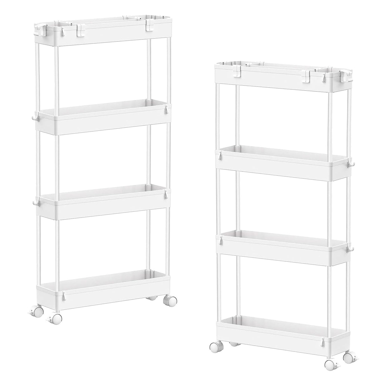 SPACELEAD Slim Storage Cart(2 Pack),4-Tier Rolling Utility Organizer