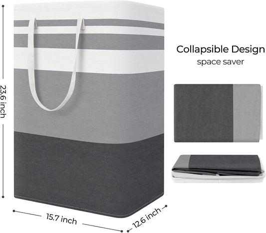 StorageRight Laundry Basket Hamper, 75L Collapsible Clothes Storage, Grey