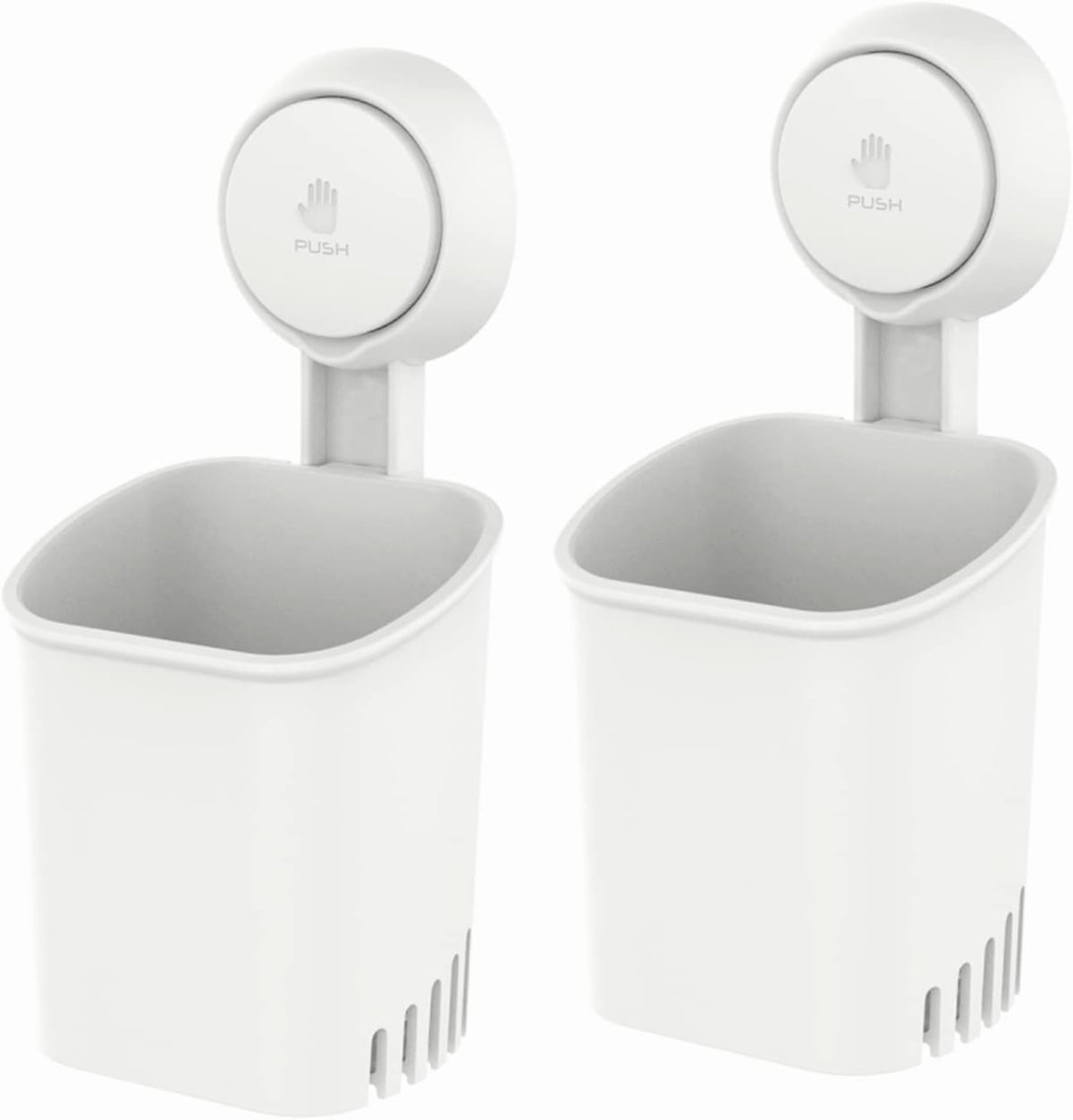 LEVERLOC Powerful Suction Cup Toothbrush Holders for Bathroom 2Pack, White