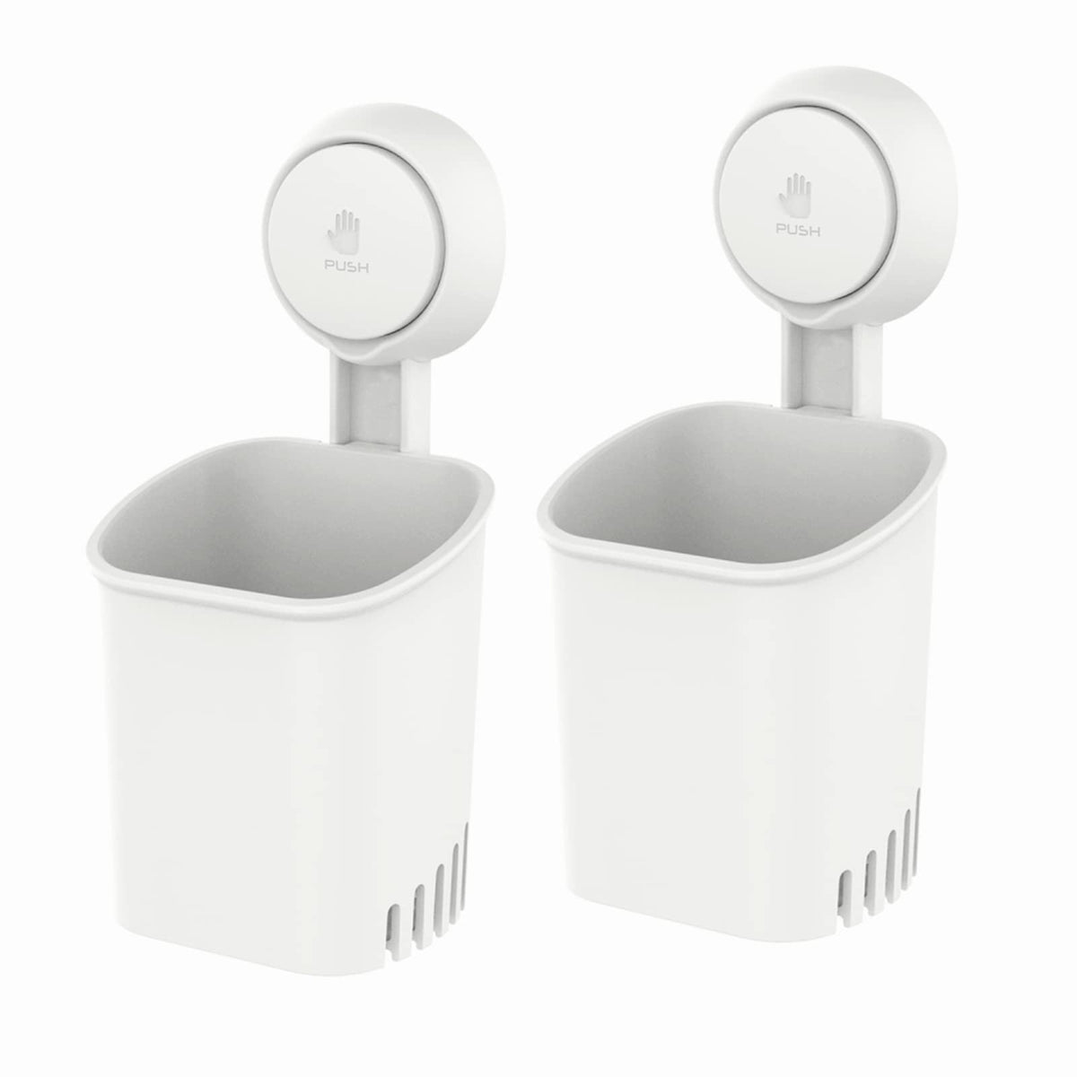 LEVERLOC Powerful Suction Cup Toothbrush Holders for Bathroom Wall, White