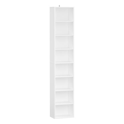 Panana 8 Tier Storage Shelf Bookcase, Slim Organizer Shelves Cabinet Tall Narrow Media Tower Rack Display Bookshelf for Home Office (Black)