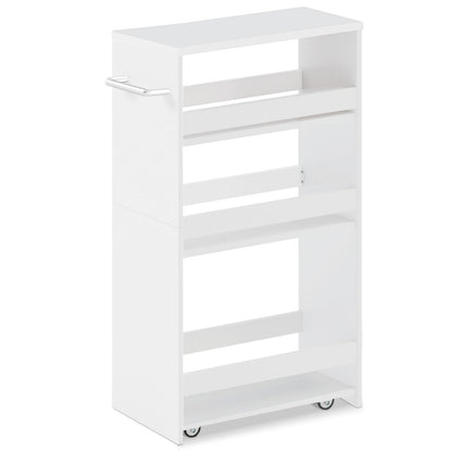 MARTY Slim Rolling Storage Cart, Wood Utility Kitchen Bathroom Laundry Cart