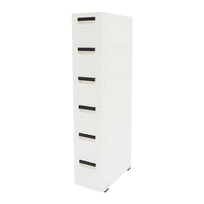 6 Drawers Narrow Slim Plastic Storage Cabinet,Storage Drawer with Wheels,6 Tier Drawers Dresser,Rolling Narrow Cabinet for Small Spaces Bathroom Kitchen Living Room,Pink