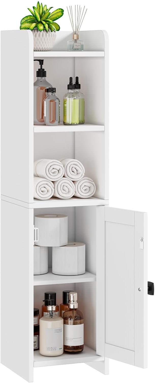 Lomojo Small Bathroom Storage Cabinet Corner, 7.87"Dx7.87"W x31.5"H (White)
