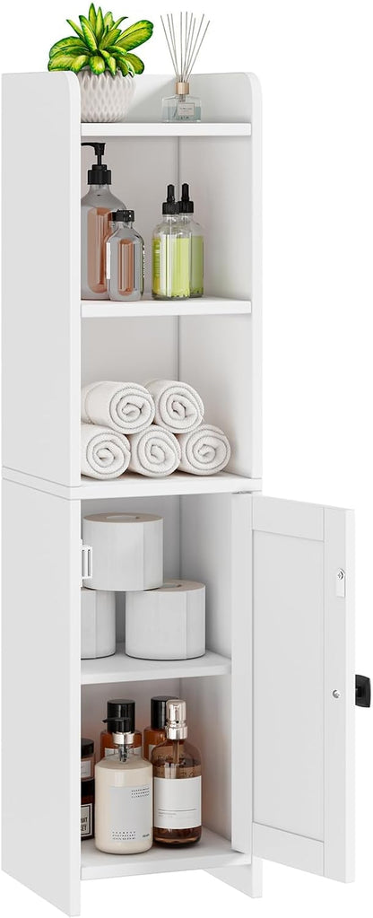 Lomojo Small Bathroom Storage Cabinet Corner, 7.87"Dx7.87"W x31.5"H (White)