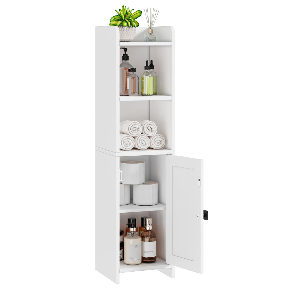 Lomojo Small Bathroom Storage Cabinet Corner, 7.87"Dx7.87"W x31.5"H (White)