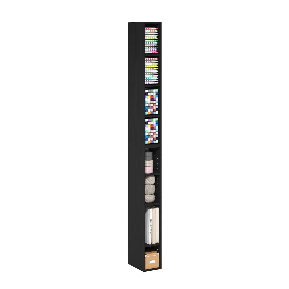 Furinno LUDER Book Shelf, 6-Tier Tall Modern Bookshelf, Bookcase with Open Shelves, 9.3 x 12 x 71, for Living Room, Bedroom, Home Office, White