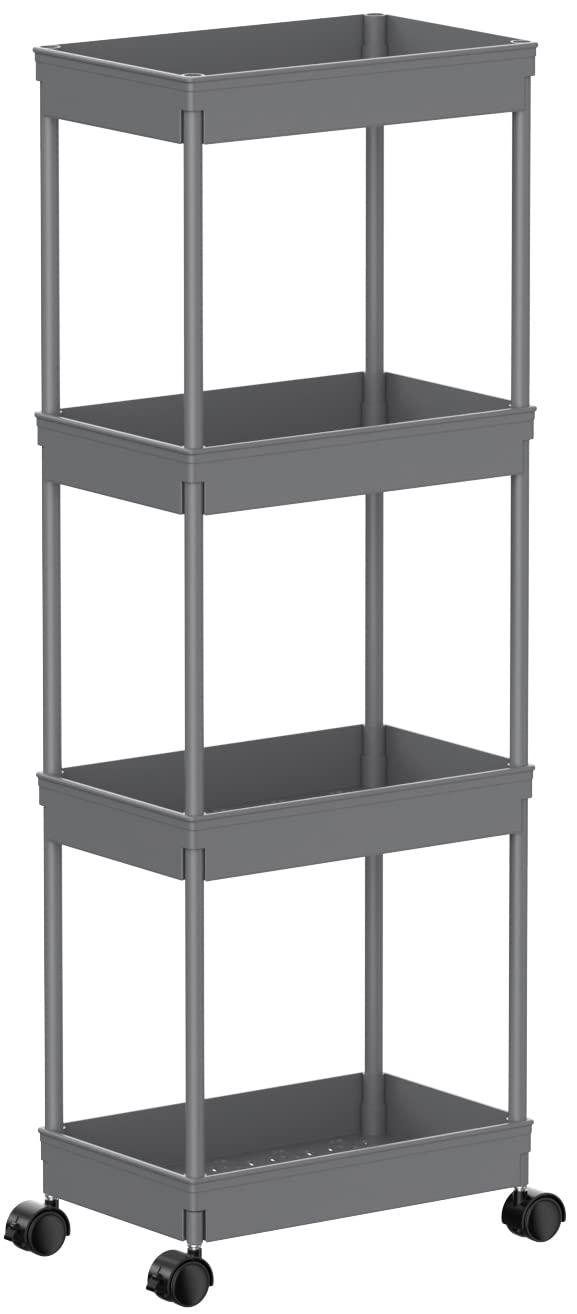 Sooyee 4 Tier Slim Storage Cart, Black