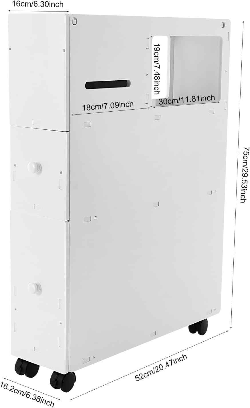 110Lbs Slim Bathroom Storage Cabinet, Modern Floor Storage Cabinet for Home
