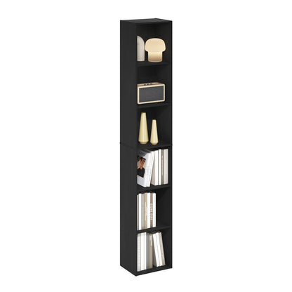 Furinno LUDER Book Shelf, 6-Tier Tall Modern Bookshelf, Bookcase with Open Shelves, 9.3 x 12 x 71, for Living Room, Bedroom, Home Office, White
