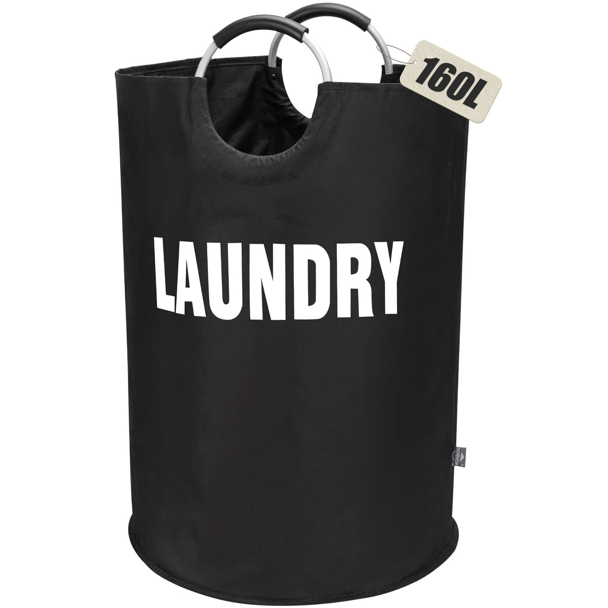 DOKEHOM 90L Large Laundry Basket Bag, Collapsible Tall Hamper, Black