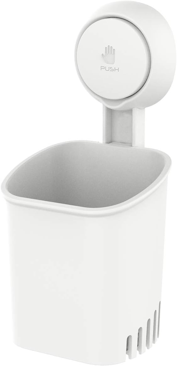 LEVERLOC Powerful Suction Cup Toothbrush Holders for Bathroom Wall, White