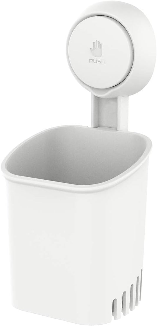 LEVERLOC Powerful Suction Cup Toothbrush Holders for Bathroom Wall, White