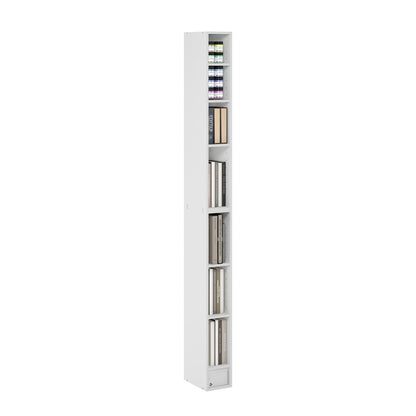 Furinno LUDER Book Shelf, 6-Tier Tall Modern Bookshelf, Bookcase with Open Shelves, 9.3 x 12 x 71, for Living Room, Bedroom, Home Office, White