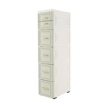 Slim Storage Cabinet, Rolling Drawer Unit, Narrow Organizer (White)