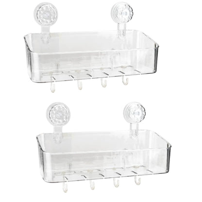 2 Pcs Shower Caddy, Clear Suction Cup Shower Shelves for Bathroom, Kitchen