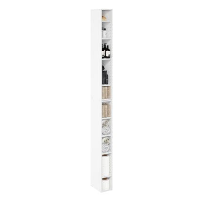 Furinno LUDER Book Shelf, 6-Tier Tall Modern Bookshelf, Bookcase with Open Shelves, 9.3 x 12 x 71, for Living Room, Bedroom, Home Office, White