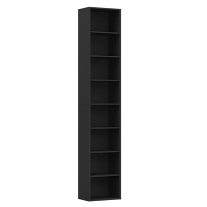 Panana 8 Tier Storage Shelf Bookcase, Slim Organizer Shelves Cabinet Tall Narrow Media Tower Rack Display Bookshelf for Home Office (Black)