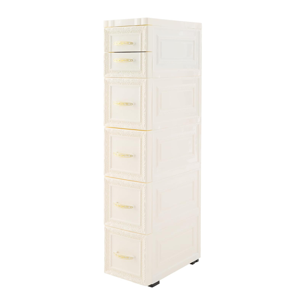 Slim Storage Cabinet, Rolling Drawer Unit, Narrow Organizer (White)