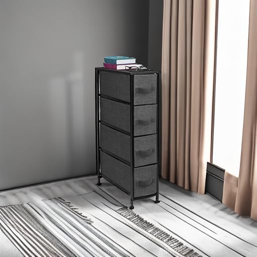Sorbus 4-Drawer Narrow Dresser for Bedroom (Black/Charcoal)