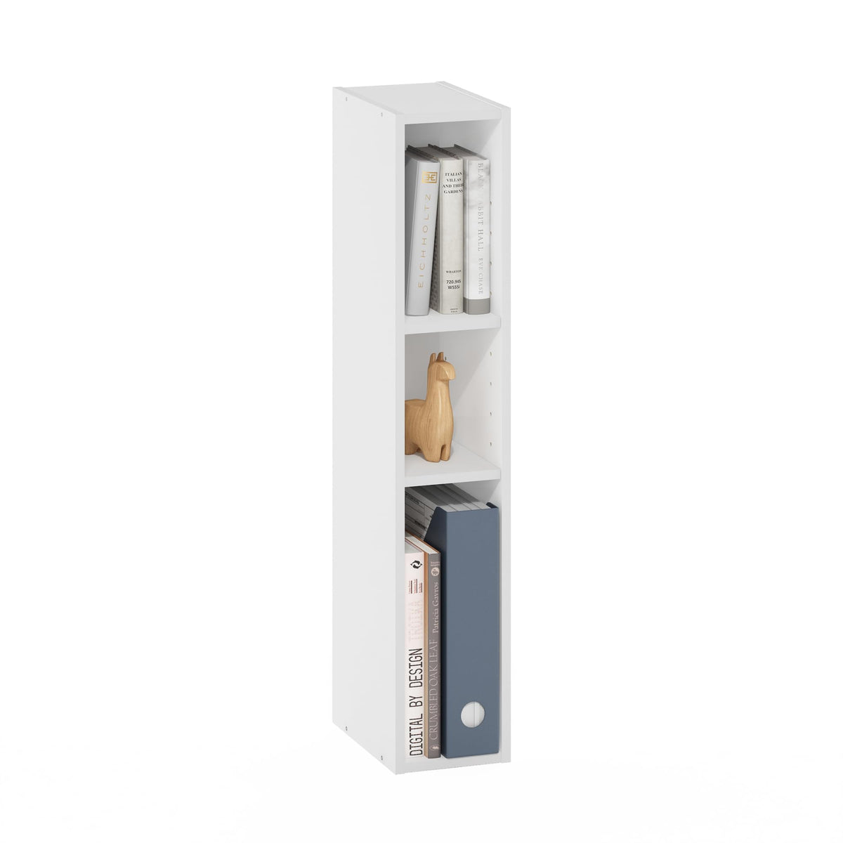 Furinno LUDER Book Shelf, 6-Tier Tall Modern Bookshelf, Bookcase with Open Shelves, 9.3 x 12 x 71, for Living Room, Bedroom, Home Office, White