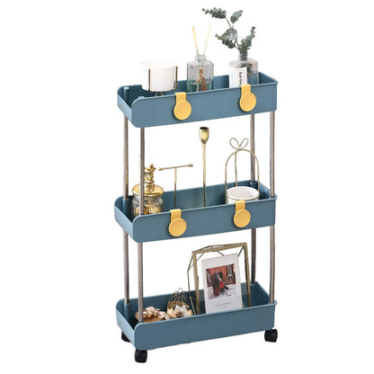 Melody House 3-Tier Slim Mobile Shelving Unit on Wheels, Slide Out Rolling Bathroom Storage Organizer, Utility Carts Shelf Rack for Kitchen Bathroom Laundry Room Narrow Places, Navy Blue