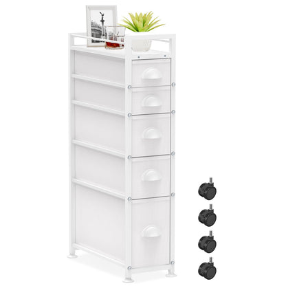 LASZOLA Narrow Cabinet Slim Storage Cart for Bathroom Small Space, Black