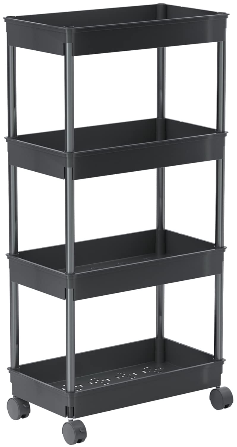 Sooyee 4 Tier Slim Storage Cart, Black