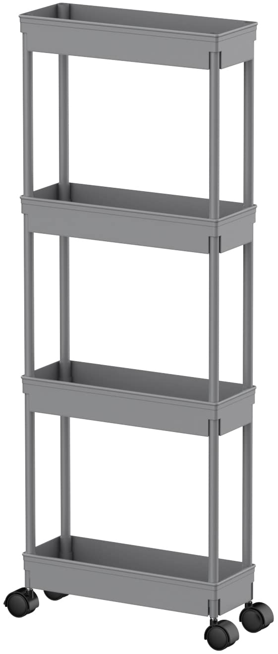 Sooyee 4 Tier Slim Storage Cart, Black
