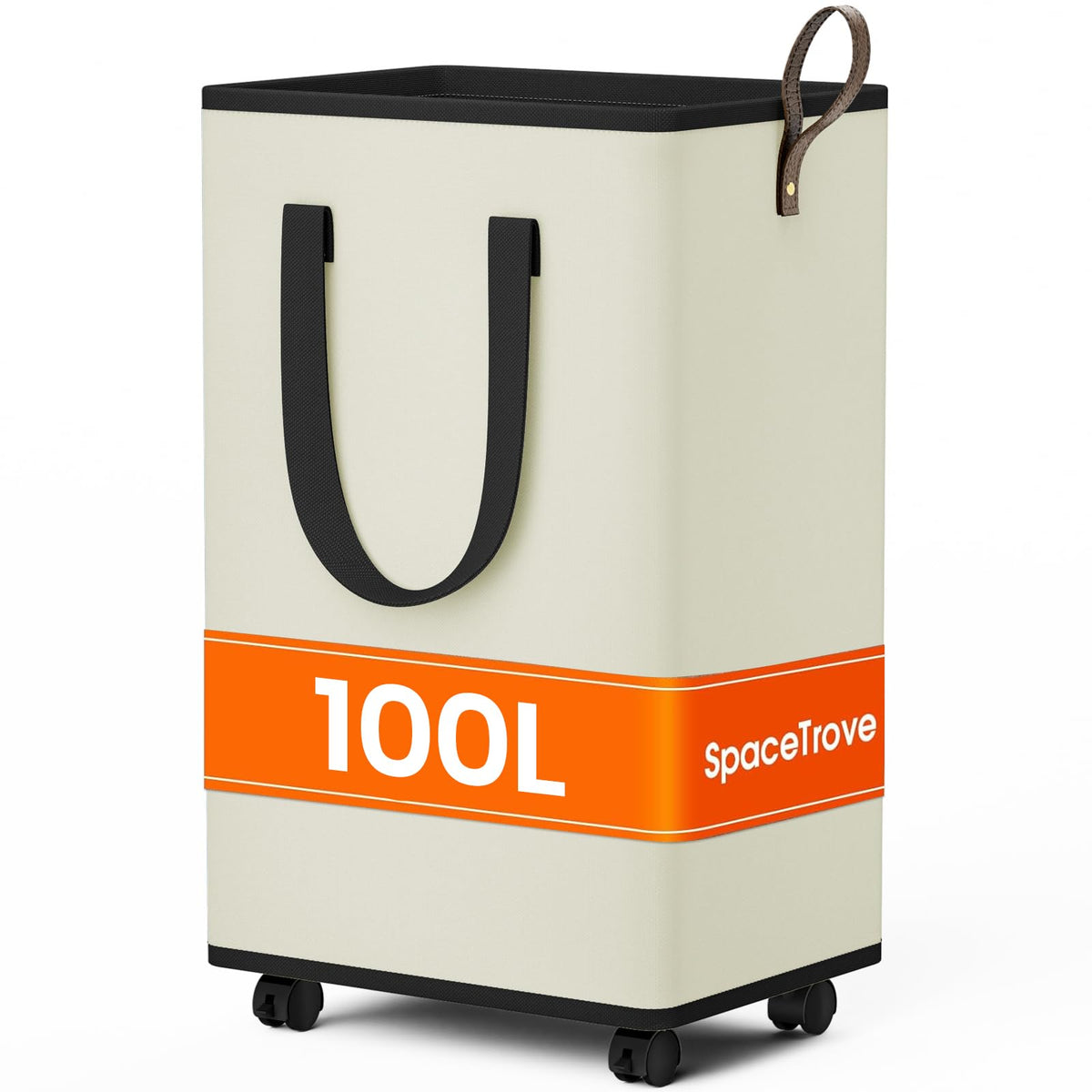 SpaceTrove Rolling Laundry Basket with Wheels, Laundry Hamper, 80L, Grey