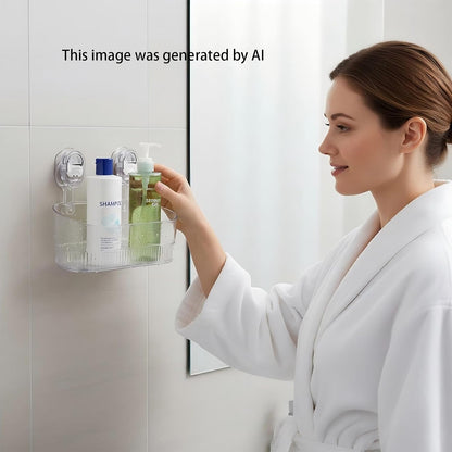 Suction Shower Caddy No Drill, Heavy Duty Bathroom Wall Shelf with Drain
