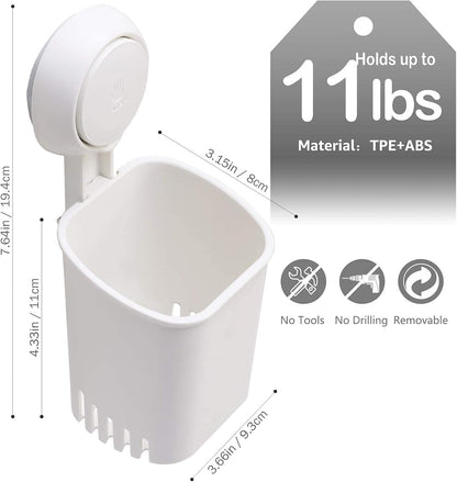 LEVERLOC Powerful Suction Cup Toothbrush Holders for Bathroom Wall, White