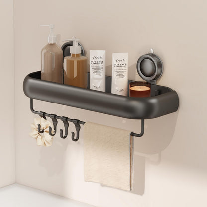 CICUFY Shower Caddy Suction Cup, 2 Pack No Drilling Corner Shower Shelves, Rust Proof Bathroom Storage Organizer, Shower Corner Caddy with Removable Hooks and Towel Bar, Triangle, Cream