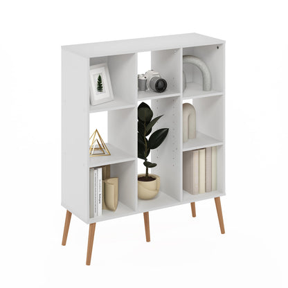 Furinno LUDER Book Shelf, 6-Tier Tall Modern Bookshelf, Bookcase with Open Shelves, 9.3 x 12 x 71, for Living Room, Bedroom, Home Office, White