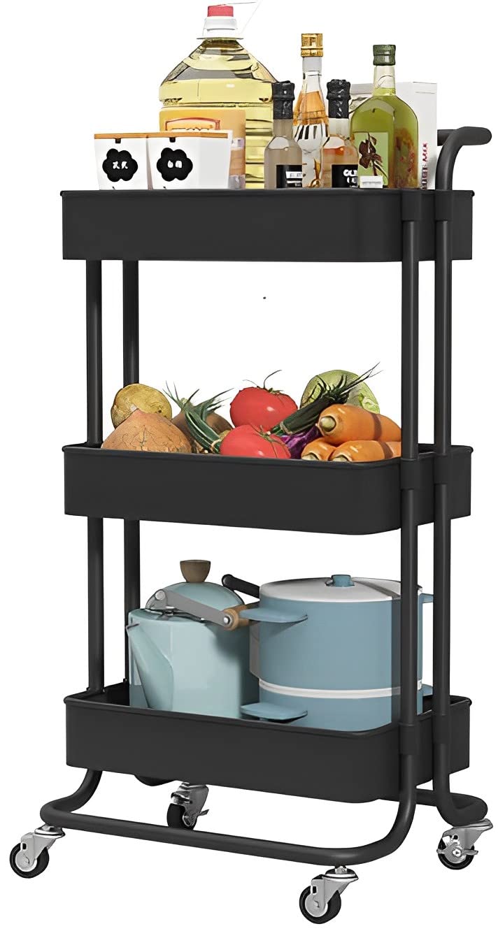 Sooyee 4 Tier Slim Storage Cart, Black