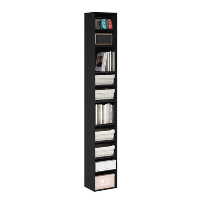 Furinno LUDER Book Shelf, 6-Tier Tall Modern Bookshelf, Bookcase with Open Shelves, 9.3 x 12 x 71, for Living Room, Bedroom, Home Office, White