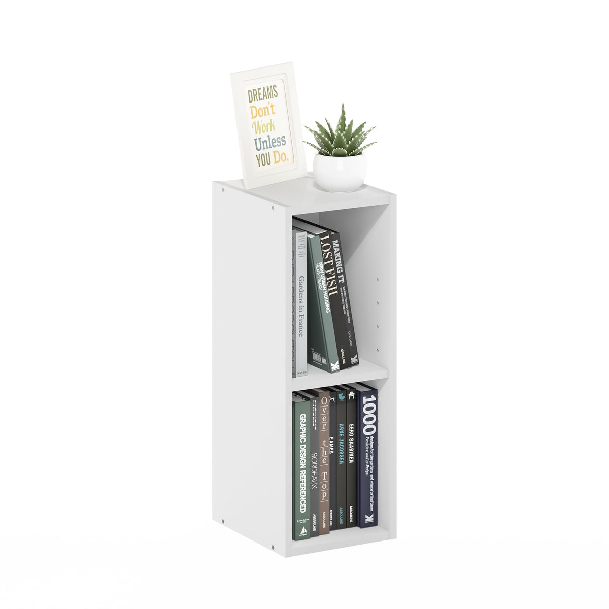 Furinno LUDER Book Shelf, 6-Tier Tall Modern Bookshelf, Bookcase with Open Shelves, 9.3 x 12 x 71, for Living Room, Bedroom, Home Office, White
