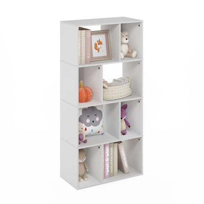 Furinno LUDER Book Shelf, 6-Tier Tall Modern Bookshelf, Bookcase with Open Shelves, 9.3 x 12 x 71, for Living Room, Bedroom, Home Office, White