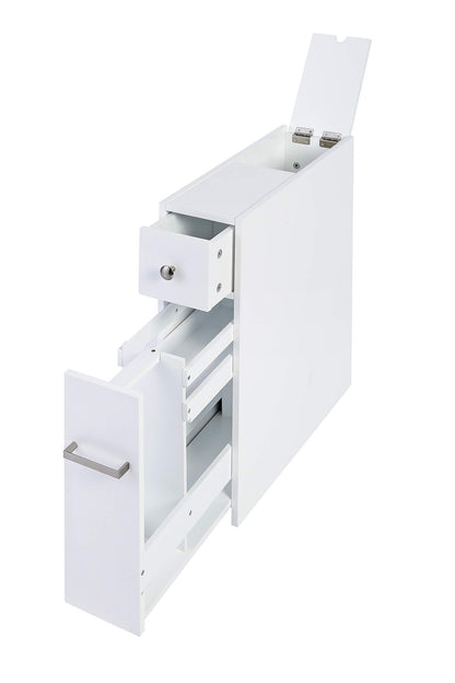 Spirich Slim Bathroom Storage Cabinet with Toilet Paper Holder, White