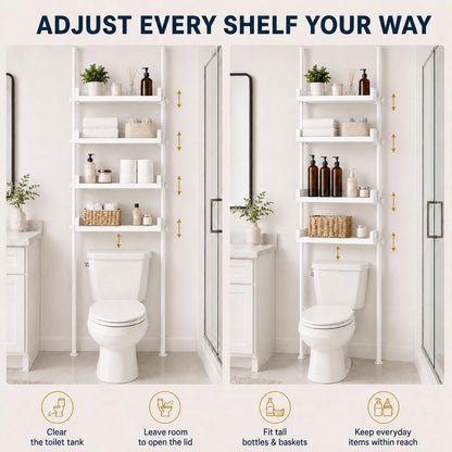 ALLZONE Tension Over The Toilet Storage Cabinet, No-Drill, Fits 92-116 in.