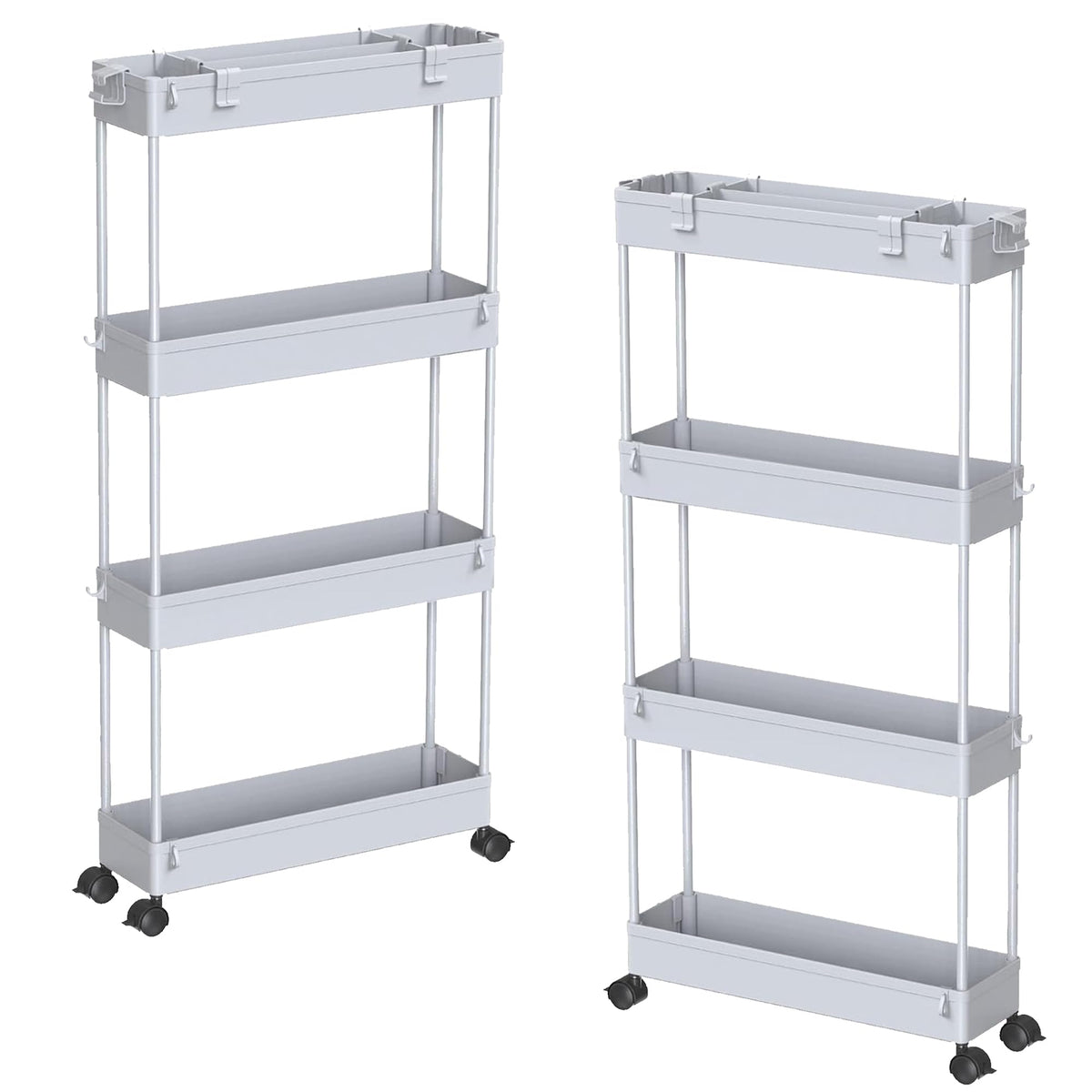 SPACELEAD Slim Storage Cart(2 Pack),4-Tier Rolling Utility Organizer