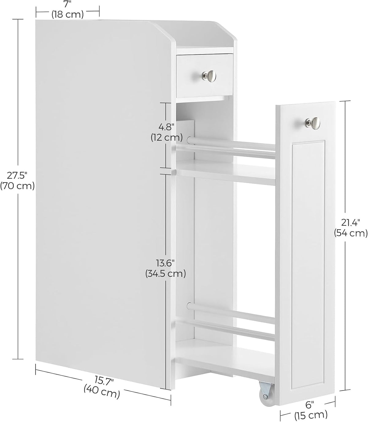 VASAGLE Small Bathroom Storage Cabinet, with Slide Out Drawers，Cloud White