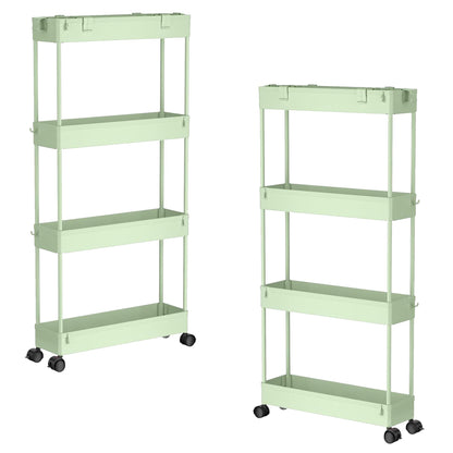 SPACELEAD Slim Storage Cart 4 Tier,Bathroom Organizer Rolling Utility,Mobile Shelving Unit Slide Out for Office, Kitchen, Laundry Room & Narrow Places,Gray