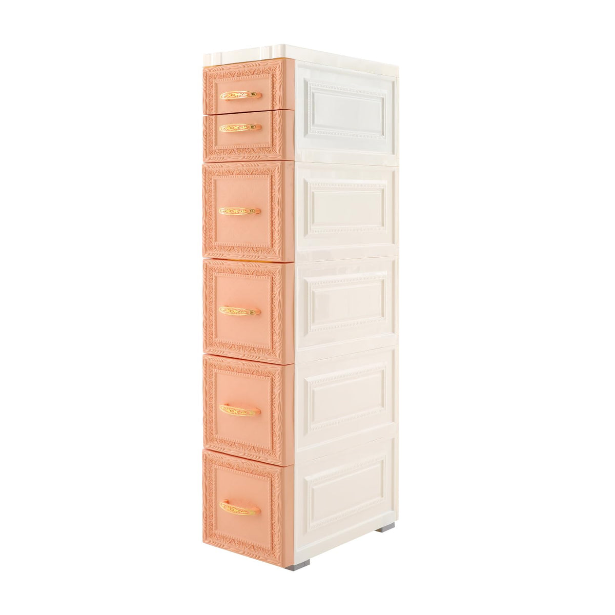 Slim Storage Cabinet, Rolling Drawer Unit, Narrow Organizer (White)