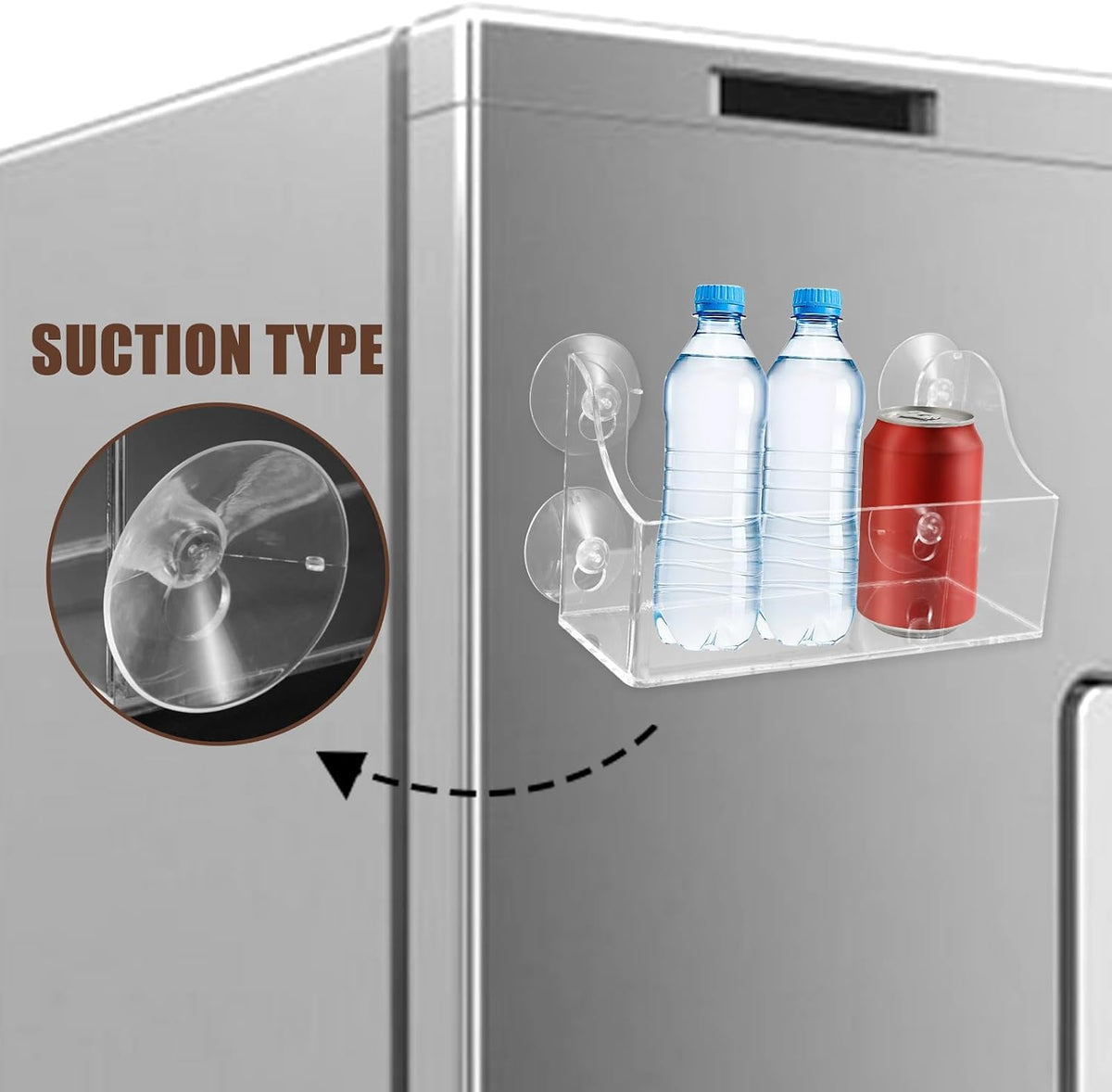 Homoyoyo Clear Suction Rack Refrigerator Shelf Drink Holder for Fridge Beverage Shelf Organizer for Kitchen Storage Adjustable Wall-Mount Display Frame for Beverages 8.07 X 4.52 X 2.75 in