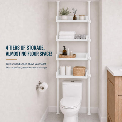 ALLZONE Tension Over The Toilet Storage Cabinet, No-Drill, Fits 92-116 in.