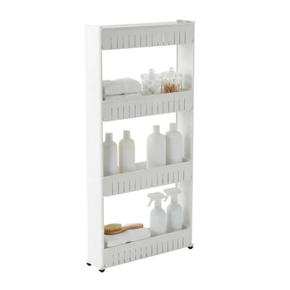 Lavish Home Slim Rolling Storage Cart, White, 21.5” x 5” x 52”
