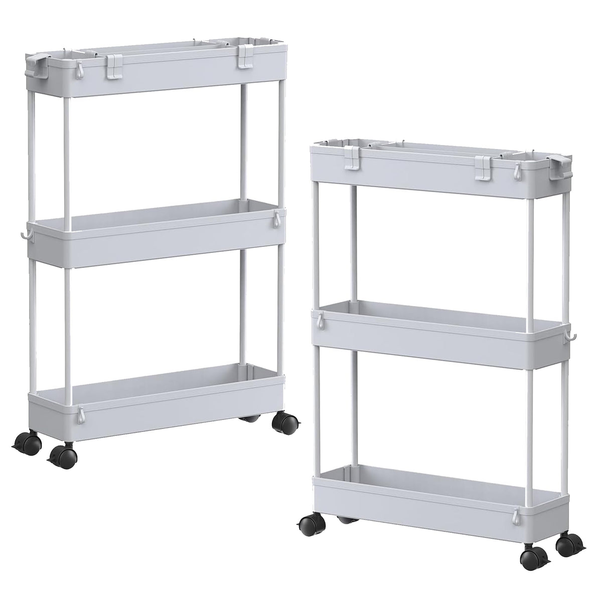 SPACELEAD Slim Storage Cart 3 Tier,Bathroom Organizer Rolling Utility,Mobile Shelving Unit Slide Out for Office, Kitchen, Laundry Room & Narrow Places,Black
