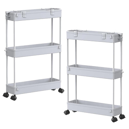 SPACELEAD Slim Storage Cart 3 Tier,Bathroom Organizer Rolling Utility,Mobile Shelving Unit Slide Out for Office, Kitchen, Laundry Room & Narrow Places,Black
